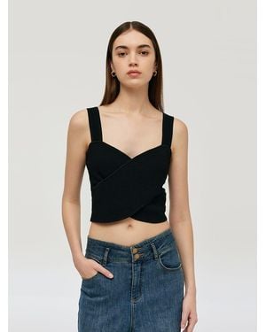 GOELIA Crossover Knitted Tank Top - Black