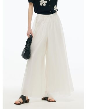 GOELIA Tencel Blend A-Line Elastic Waist Culottes - White