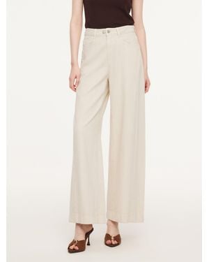 GOELIA Tencel Cotton Blend Denim Straight Wide Leg Jeans - Natural