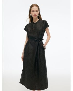 GOELIA 19Mm Gambiered Canton Gauze Qipao Maxi Dress - Black