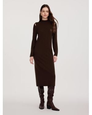 GOELIA 100% Wool Mock Neck Knit Maxi Dress - Multicolor