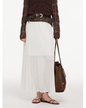GOELIA Elastic Waist Wrinkle-Resistant A-Line Knit Skirt - White