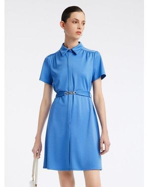 GOELIA Acetate Knitted Shirt Dress - Blue