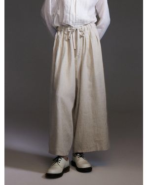 GOELIA 100% Linen Loose Fit Barrel Leg Pants - Gray