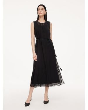 GOELIA 10Mm Mulberry Silk Sleeveless Dress And 100% Acetate Sleeveless Dress Two-Piece Set - Black
