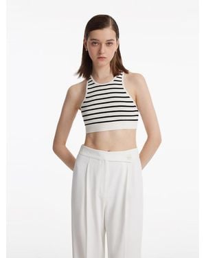 GOELIA Striped Crop Tank Top - White
