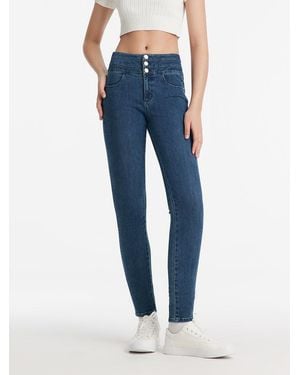 GOELIA Denim Sheath High-Waisted Jeans - Blue