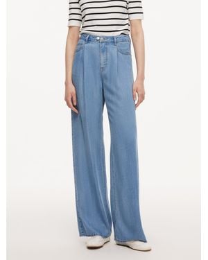 GOELIA 100% Lyocell Denim Straight Leg Jeans With Belt - Blue
