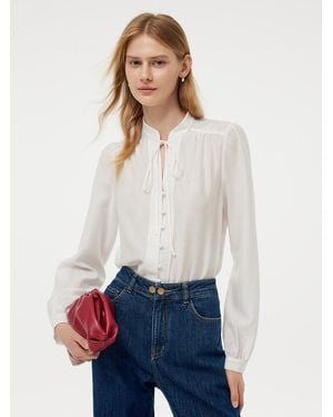 GOELIA Tie Front Neck Blouse - White