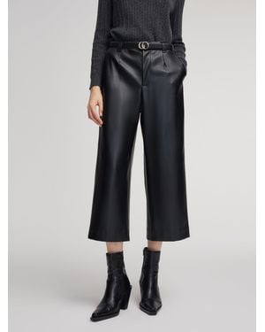 GOELIA Pu Leather Wide Leg Pants - Black