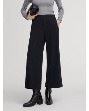 GOELIA Stretch Adjustable Waist Straight Leg Knit Cropped Pants - Black