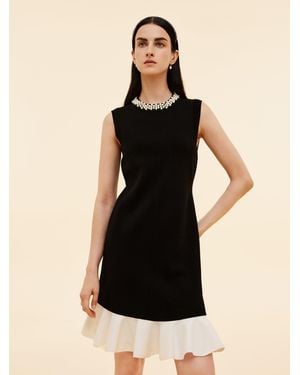 GOELIA Tencel Blend Beaded Neck Sleeveless Knit Mini Dress - Black