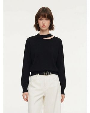 GOELIA 100% Wool Cut Out Sweater - Blue