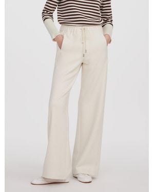 GOELIA Drawstring Waist Wide Leg Knit Pants - Natural
