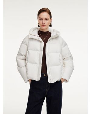 GOELIA Hooded Zip-Up Goose Down Jacket - White