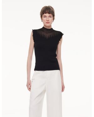 GOELIA Ruffle Cuff Knit Tank Top - White