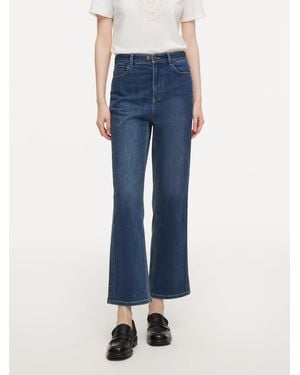 GOELIA Acetate Blend Denim Adjustable Waist Ankle-Length Jeans - Blue