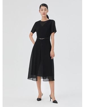 GOELIA Triacetate And Silk Mesh Midi Dress - Black