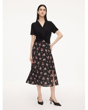 GOELIA 16Mm Mulberry Silk Acetate Blend Patchwork Side Slit Maxi Dress - Multicolor