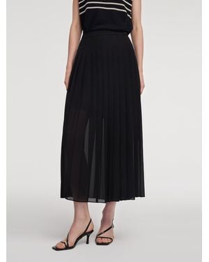 GOELIA Adjustable Waist Side Slit Pleated Skirt - Black