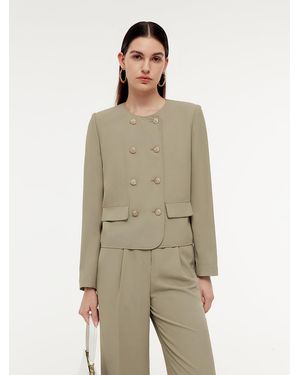 GOELIA Stretch Double-Breasted Jacket - Natural