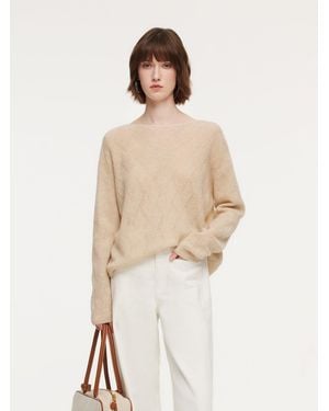 GOELIA Cashmere Boat Neck Loose Fit Sweater - Natural