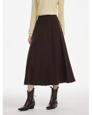 GOELIA 100% Merino Wool A-Line Skirt - Black