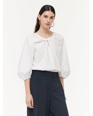 GOELIA Twist 3/4 Sleeves Reversible Blouse - White