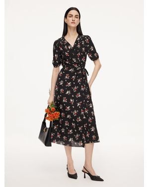 GOELIA 16Mm Mulberry Silk Floral Print Maxi Wrap Dress - White