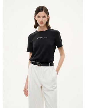 GOELIA 22Mm Mulberry Silk Tencel Blend Letter Print T-Shirt - Black