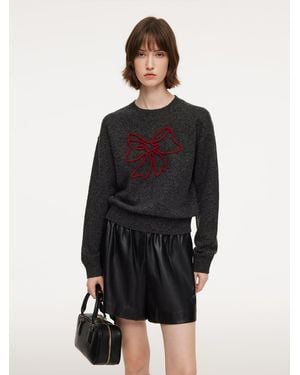 GOELIA Bowknot Round Neck Sweater - Black
