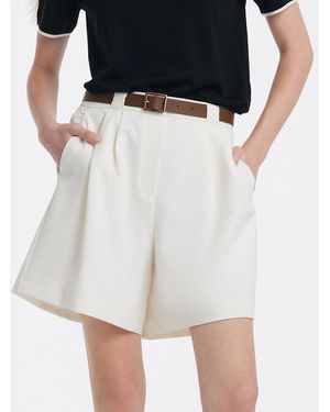 GOELIA Loose A-Line Shorts With Belt - White
