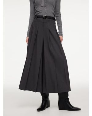 GOELIA A-Line Pleated Culottes With Belt - Black