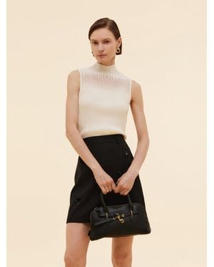 GOELIA Tencel Blend Mock Neck Knit Tank Top - Natural