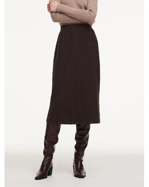 GOELIA Ribbed Knitted Column Skirt - Black
