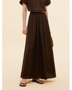 GOELIA 100% Linen High-Waisted A-Line Skirt - Black