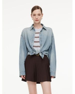 GOELIA 100% Cotton Denim Oversized Shirt - Blue