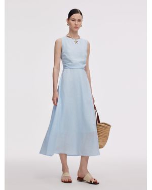 GOELIA 100% Linen Cross Back Maxi Dress - White