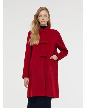 GOELIA Tencel Wool Cheongsam Button Coat - Red