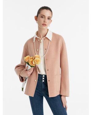 GOELIA Pure Double-Faced Wool Round Neck Jacket - Blue
