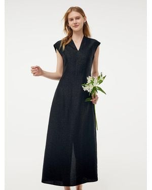 GOELIA 18Mm Xiang Yun Silk V-Neck Cap Sleeve Maxi Dress - Blue