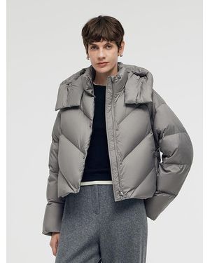 GOELIA Hooded Short Goose Down Jacket - Gray