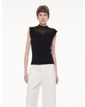 GOELIA Ruffle Cuff Knit Tank Top - White