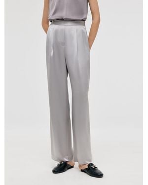 GOELIA Acetate Straight Glossy Pants - Gray