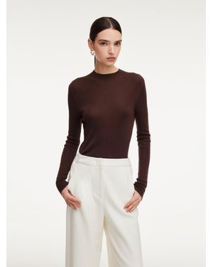 GOELIA Cashmere Mulberry Silk Tencel Blend Knit Top - Multicolor