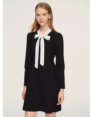 GOELIA Tencel Blend Tie Front Knit Mini Dress - Black