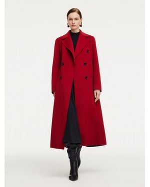 GOELIA Cashmere Wool Blend Notched Collar Double-Faced Overcoat - Red