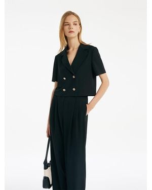 GOELIA Double-Breasted Blazer And Pants Two-Piece Set - Blue