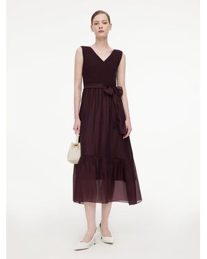 GOELIA Reversible A-Line Sleeveless Maxi Dress With Bowknot Ribbon - Purple