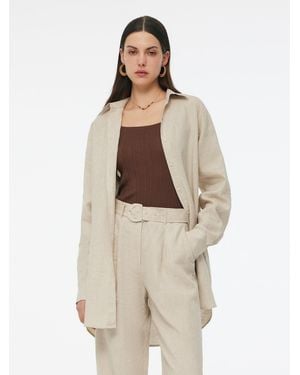 GOELIA 100% Linen Oversized Shirt - Natural